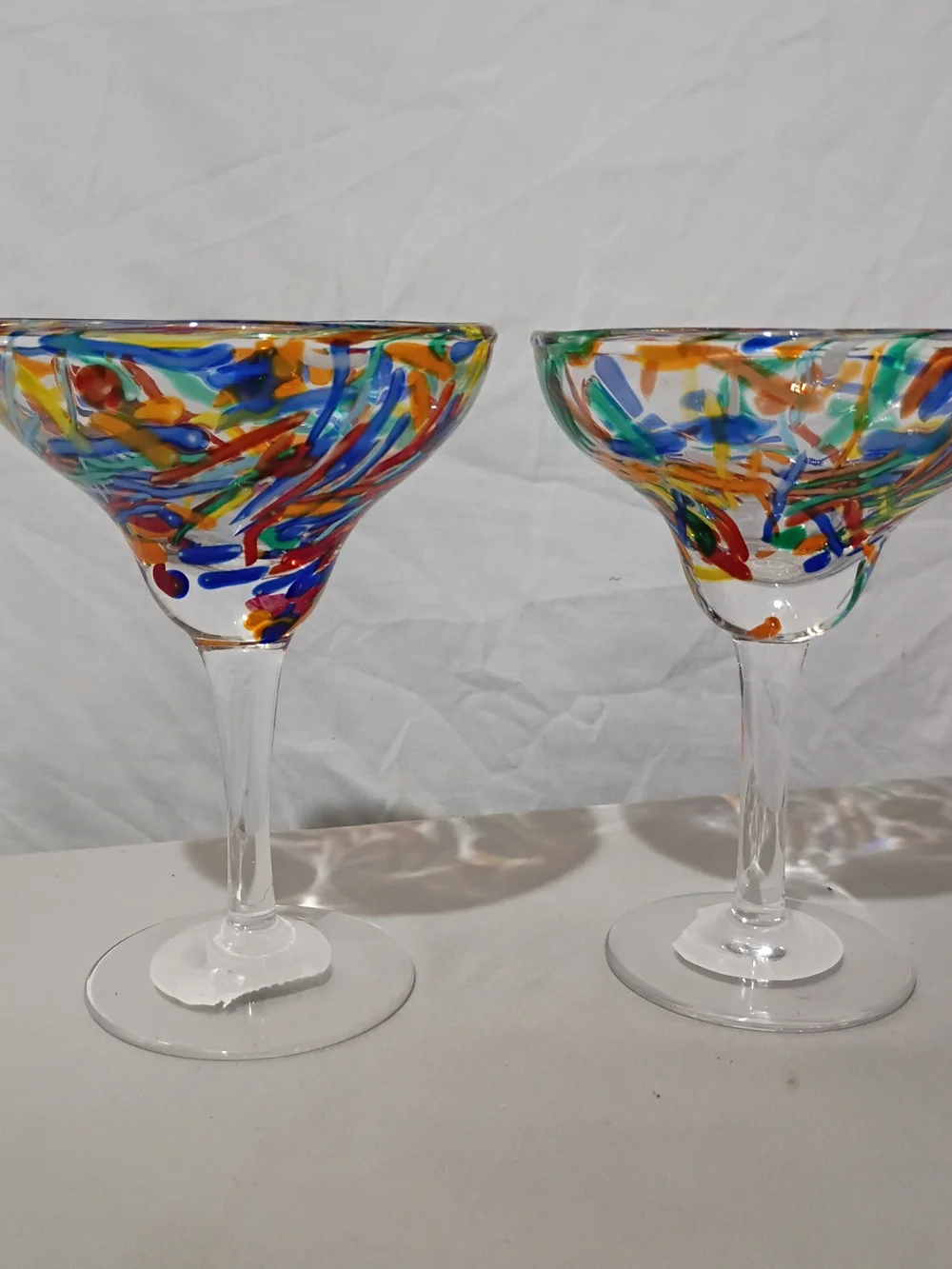 Pier 1 Colorful Confetti Swirl Margarita Glasses